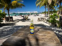 Obligatory runway shots out of the way it was time for my old friend Carib and I to get together. This is at the  Buccaneer Beach Bar  where the food was pretty good and obviously the scenery was fantastic. That beer didn&#39;t last long, poor bastard.